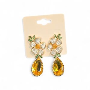 Eye Candy Gold and Orange Floral Earrings
